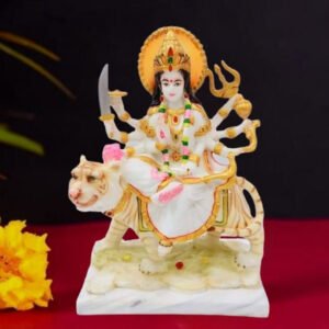 The idol of Maa Durga serves as an extraordinary symbol of prosperity. (Marble) -12 inch - Image 1