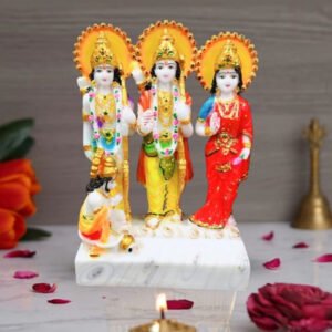 Exquisite Ram Darbar Marble Idol Showpiece for Home Decor (Marble)– 10 Inch - Image 1