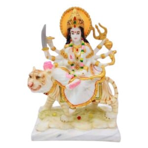 The idol of Maa Durga serves as an extraordinary symbol of prosperity. (Marble) -12 inch - Image 2
