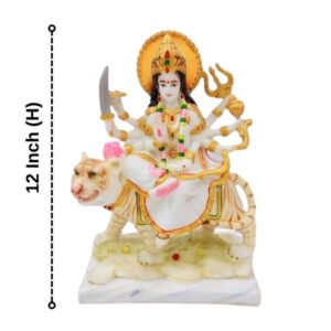 The idol of Maa Durga serves as an extraordinary symbol of prosperity. (Marble) -12 inch - Image 3