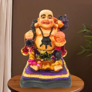 Colorful Laughing Buddha Statue for Prosperity & Luck (Polyresin) -15 Inch - Image 1
