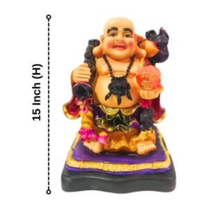 Colorful Laughing Buddha Statue for Prosperity & Luck (Polyresin) -15 Inch - Image 3