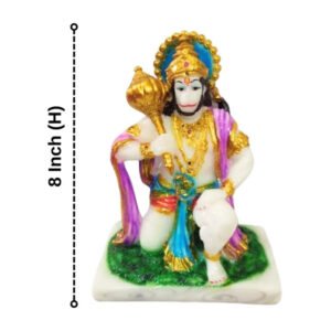 Lord Hanuman idol Sculpture Statue for Home Decor (Marble) - 8 Inch - Image 3
