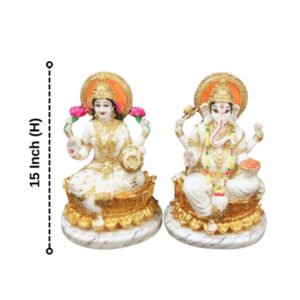 The idol of Lord Laxmi-Ganesh serves as an extraordinary symbol of prosperity (Marble) - 15 inch - Image 3