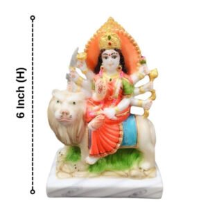 The idol of Maa Durga serves as an extraordinary symbol of prosperity (Marble) - 6 inch - Image 3