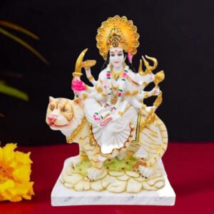The idol of Maa Durga serves as an extraordinary symbol of prosperity. (Marble) - 24 inch - Image 1