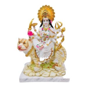 The idol of Maa Durga serves as an extraordinary symbol of prosperity. (Marble) - 24 inch - Image 3
