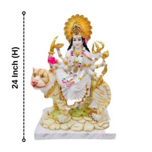 The idol of Maa Durga serves as an extraordinary symbol of prosperity. (Marble) - 24 inch - Image 2