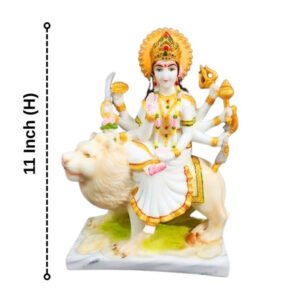 The idol of Maa Durga serves as an extraordinary symbol of prosperity. (Marble) - 11 inch - Image 3