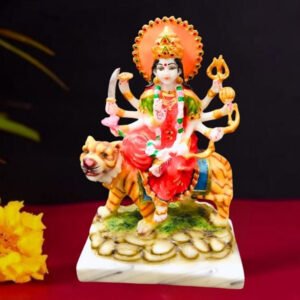 The idol of Maa Durga serves as an extraordinary symbol of prosperity. (Marble) - 10 inch - Image 1