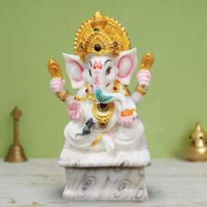 Lord Ganesha Idol Murti for Home & Office (Marble) - 10 Inch - Image 1