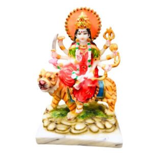 The idol of Maa Durga serves as an extraordinary symbol of prosperity. (Marble) - 10 inch - Image 2