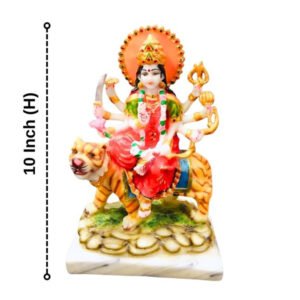The idol of Maa Durga serves as an extraordinary symbol of prosperity. (Marble) - 10 inch - Image 3