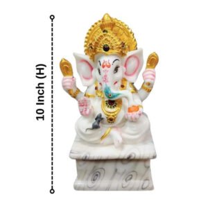 Lord Ganesha Idol Murti for Home & Office (Marble) - 10 Inch - Image 3