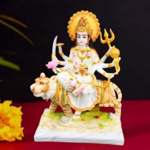 The idol of Maa Durga serves as an extraordinary symbol of prosperity. (Marble) - 15 inch - Image 1