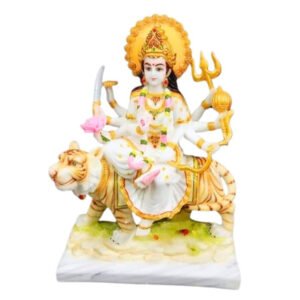 The idol of Maa Durga serves as an extraordinary symbol of prosperity. (Marble) - 15 inch - Image 2