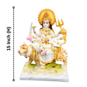 The idol of Maa Durga serves as an extraordinary symbol of prosperity. (Marble) - 15 inch - Image 3