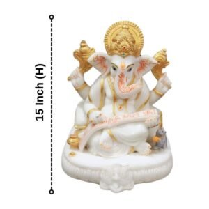Lord Ganesh idol showpiece for home and office (Marble) -15 inch - Image 3