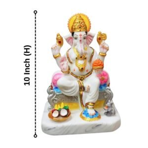 Lord Ganesh idol showpiece for home and office (Marble) -10 inch - Image 3