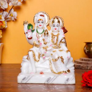 Shiv Parivaar Idol Showpiece for home & office (Marble) - 9 Inch