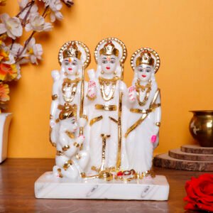 Exquisite Ram Darbar Marble Idol Showpiece for Home Decor (Marble) – 9 Inch - Image 1
