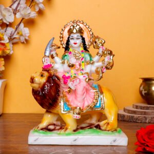Goddess Maa Durga Idol Showpiece for home and office (Marble) - 9 Inch