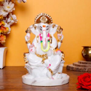 Lord Ganesh Idol Showpiece for home & office (Marble) - 9 inch