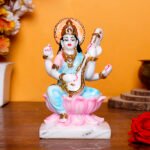 Divine Marble Saraswati Idol – 7 Inch Showpiece for Study Room, Home & Office