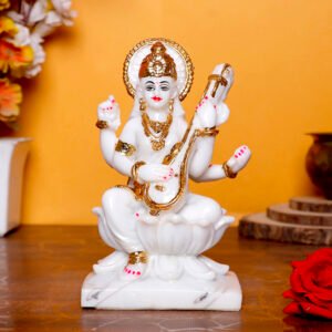 Divine Marble Saraswati Idol – 7 Inch Showpiece for Study Room, Home & Office