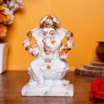 Lord Ganesh Idol Showpiece for home & office (Marble) - 7 inch
