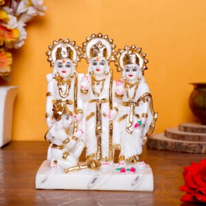 Exquisite Ram Darbar Marble Idol Showpiece for Home Decor (Marble) – 7 Inch - Image 1