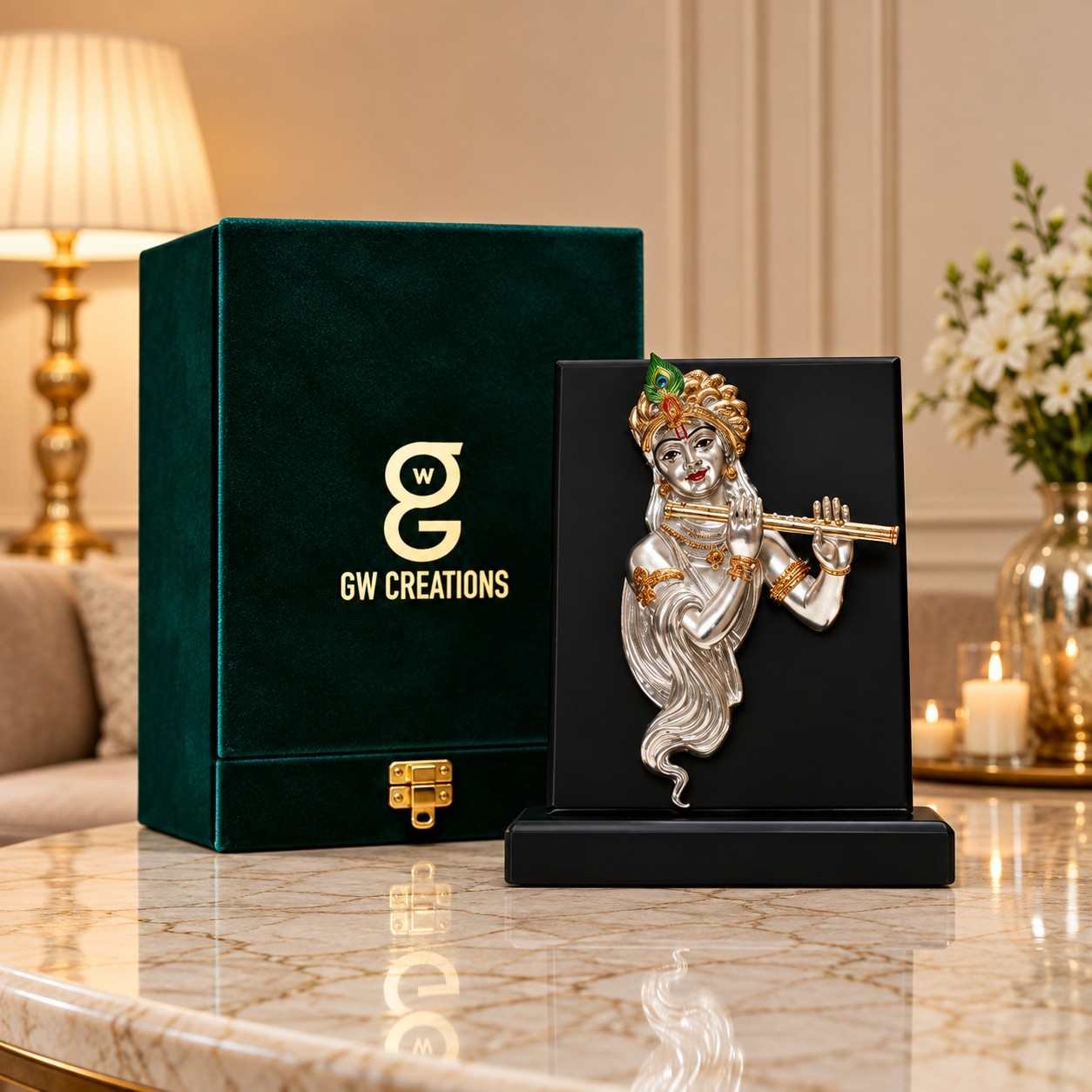 Flute Krishna Multicolor resin gift idol - view 1 | GW Creations