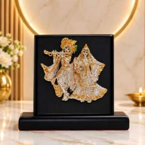 Radha Krishna Gold resin gift idol - view 2 | GW Creations