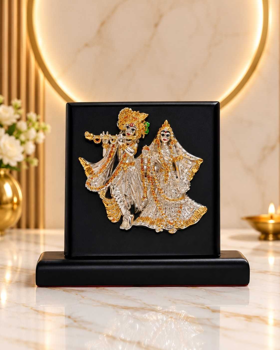Radha Krishna Gold resin gift idol - view 2 | GW Creations