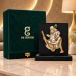 Krishna with Cow Gold resin gift idol - view 1 | GW Creations