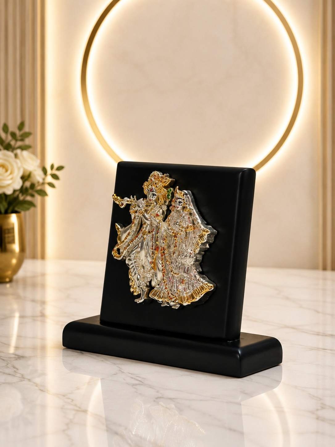 Radha Krishna Gold resin gift idol - view 2 | GW Creations