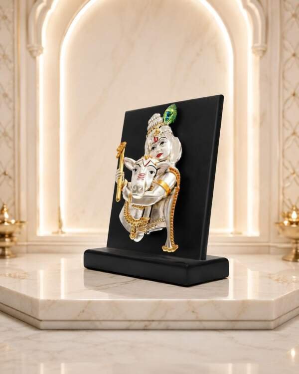 Krishna with Cow Multicolor resin gift idol - view 2 | GW Creations