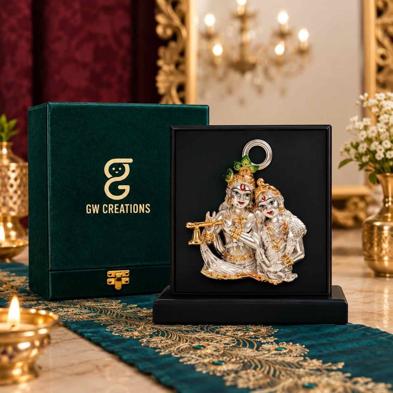 Radha Krishna Multicolor resin gift idol - view 1 | GW Creations