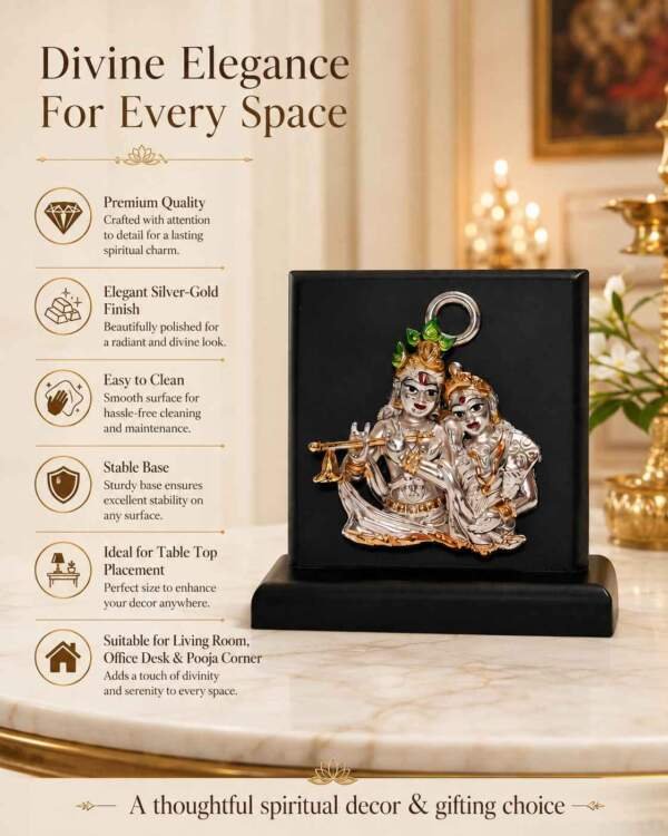 Radha Krishna Multicolor resin gift idol - view 4 | GW Creations