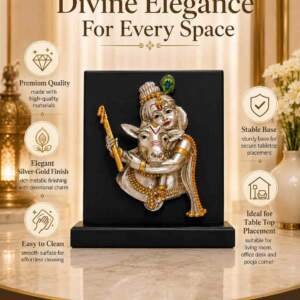 Krishna with Cow Multicolor resin gift idol - view 5 | GW Creations