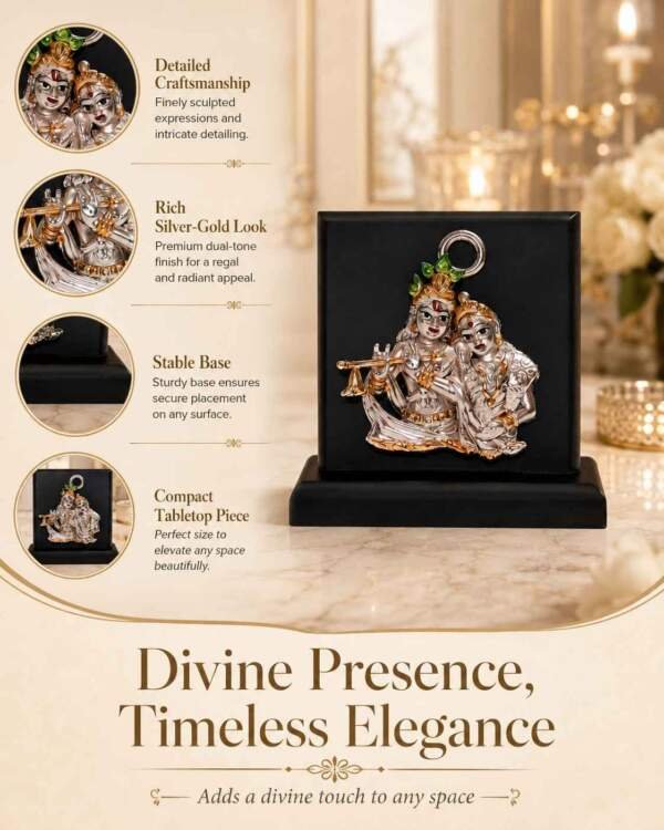 Radha Krishna Multicolor resin gift idol - view 5 | GW Creations