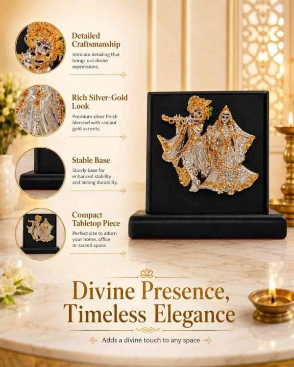 Radha Krishna Gold resin gift idol - view 6 | GW Creations