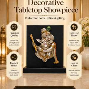 Krishna with Cow Gold resin gift idol - view 7 | GW Creations