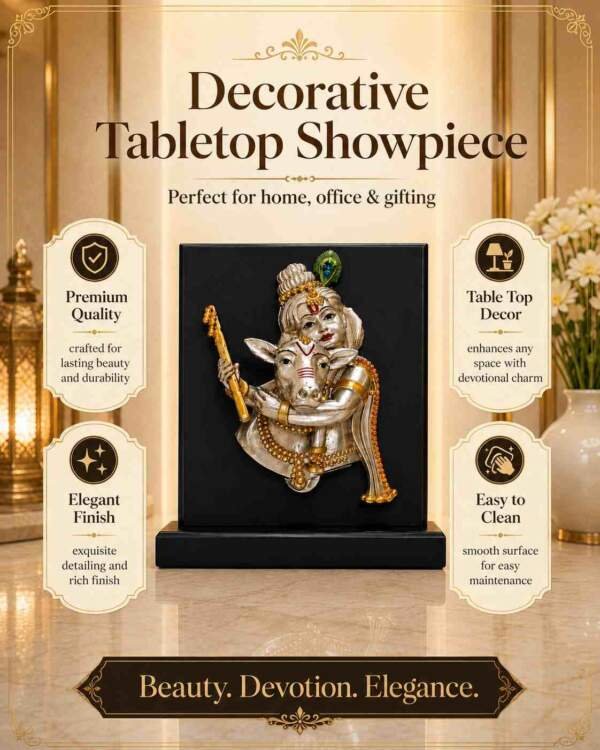 Krishna with Cow Gold resin gift idol - view 7 | GW Creations