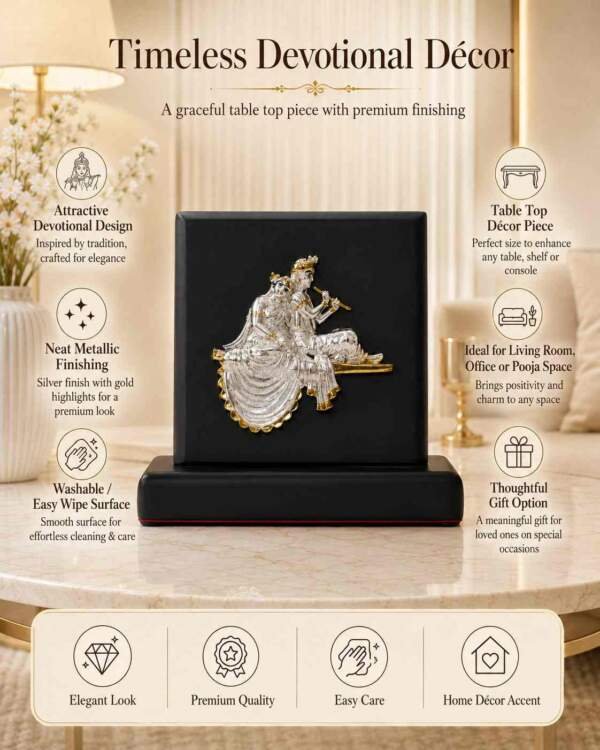 Radha Krishna Multicolor resin gift idol - view 5 | GW Creations