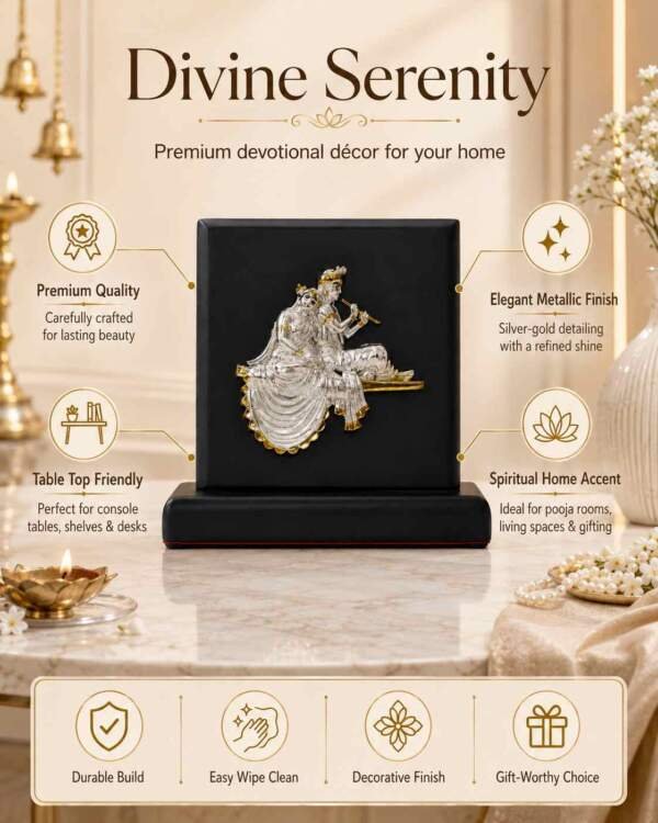 Radha Krishna Gold resin gift idol - view 6 | GW Creations