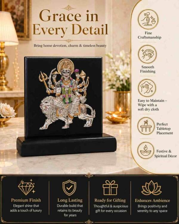 Sherawali Mata Black And Red resin gift idol - view 3 | GW Creations