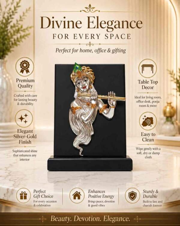 Flute Krishna Gold resin gift idol - view 7 | GW Creations