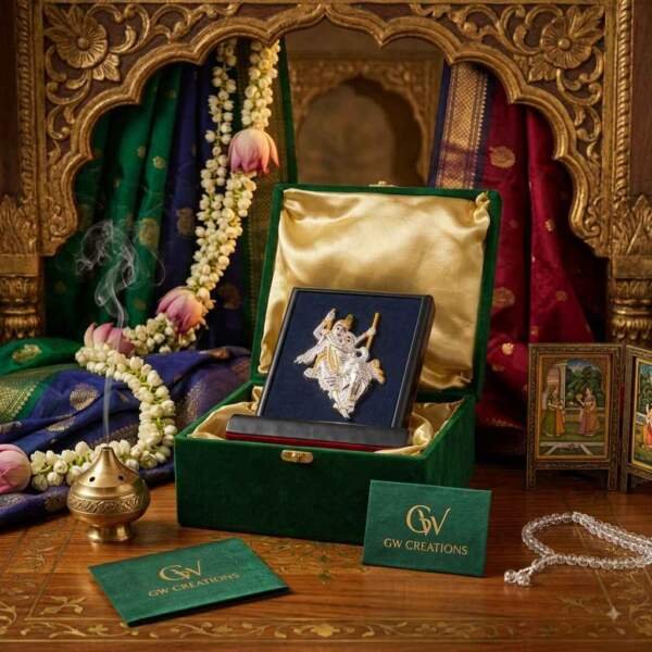 Radha Krishna Gold resin gift idol - view 9 | GW Creations