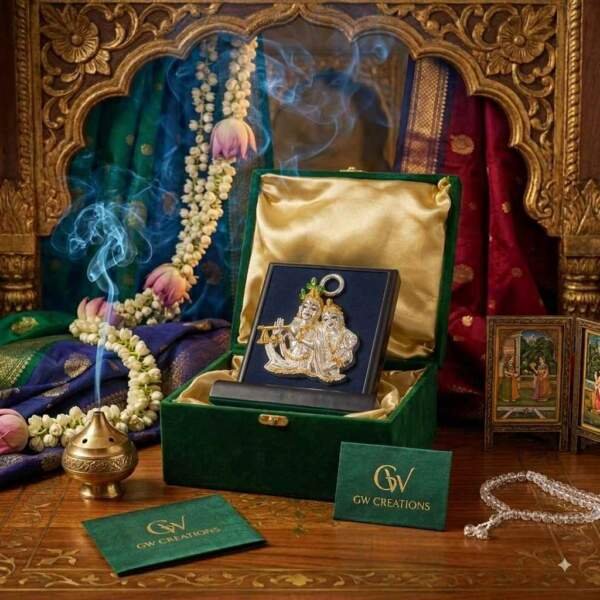 Radha Krishna Gold resin gift idol - view 8 | GW Creations